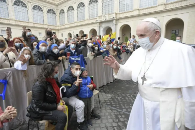 Pope Francis’ general audience in the San Damaso Courtyard of the Apostolic Palace, May 19, 2021.